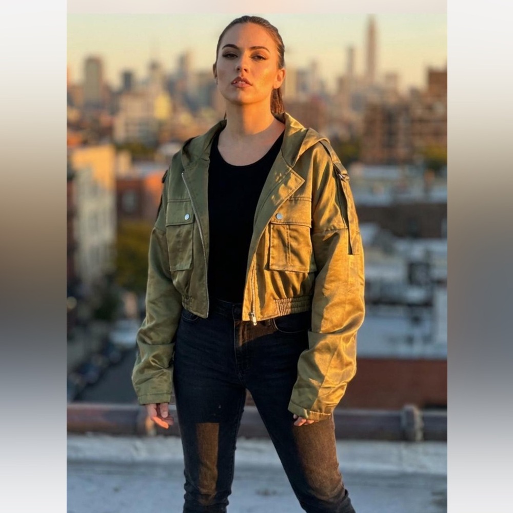 PrettyLittleThing Khaki Zip-Up Jacket